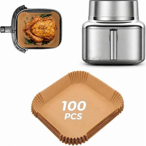 100 Pieces Baking Paper Air Fryer Accessories for Single 7-in-1 6.2L Fryer Without Oil, 20x20cm Non-Stick Disposable Parchment Paper For AirFryer CAF-SE601S-CEU (1/5)