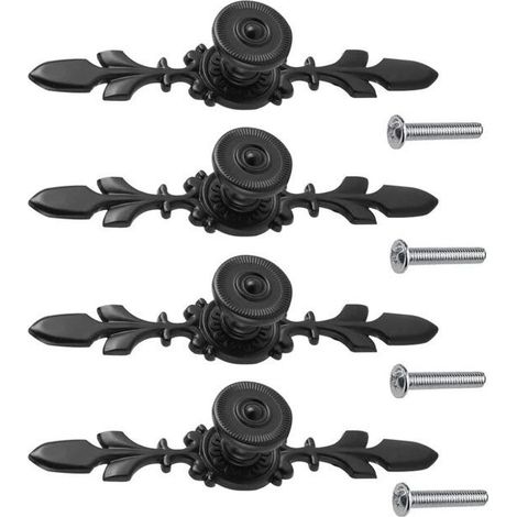 Poignée de meuble Boutons et poignées de meuble antirouille, lot de 4 vintage avec vis (lot de 4 poignées de porte décoratives a (1/5)