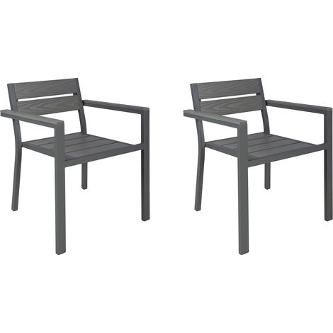 Lot de 2 Fauteuils en aluminium et bois Gris