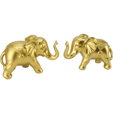 de 2 statues d éléphants dorés en résine durable figurines d
