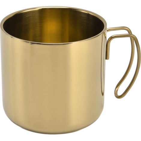 400 ml Edelstahl-Kaffeebecher, robust und tragbar mit Griff, ideal für Zuhause, Büro und Restaurant, goldfarben (ohne Deckel) (1/5)