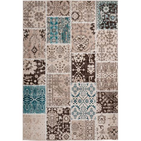 Tapis Patchwork à Poils Courts "Ariya" Taupe 160 x 230 cm (1/4)