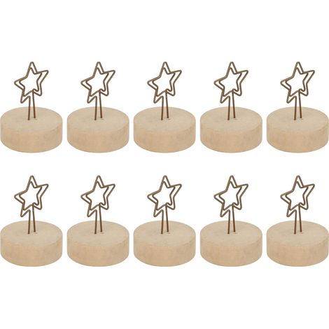 10 Porte-Cartes Étoilés en Bois pour Bureau, Support Mignon pour Notes et Invitations, Décoration de Table Élégante (1/5)