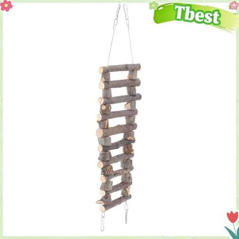 Tbest Échelle de hamster Échelle en Bois Animaux de Compagnie Jouet de Pont Pliable Doux pour Hamster animalerie jouet 60 cm (1/5)
