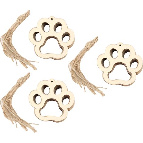 30Pcs Wood Pieces Hole Natural Wood Material Smooth Surface Cute Wood Piece Bear Paw for Decoration (1/5)