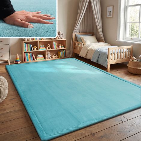 Paco Home Kinderteppich Kinderzimmer Teppich Baby Spielteppich Flauschig Rutschfest Deko Blau, 200x280 cm