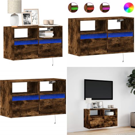 vidaXL TV-Wandschrank mit LED-Beleuchtung Räuchereiche 80x31x45 cm (1/5)