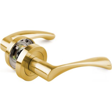 Aluminiumgriff mit Rosette, 50 mm, gebogenes Griffschloss, glänzendes Gold
