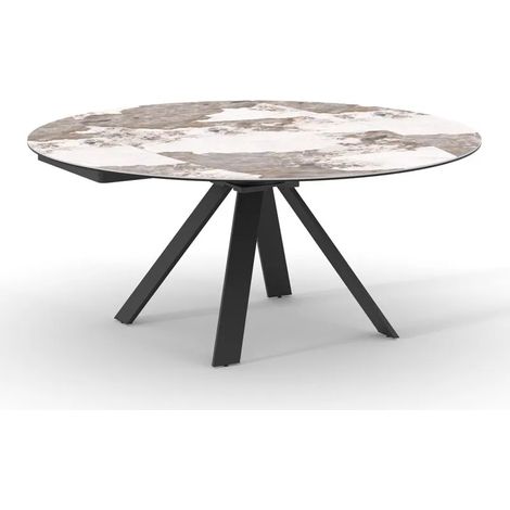 Table extensible ronde 100 à 170 cm céramique marbré - PATAGONIA