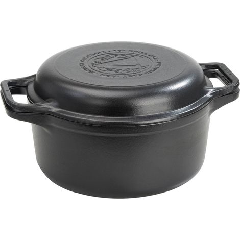 Victoria 39585 Cocotte et Poêle Induction Fonte Émaillée 27 cm, Dutch Oven 5,7L, Sans PTFE Noir (1/5)