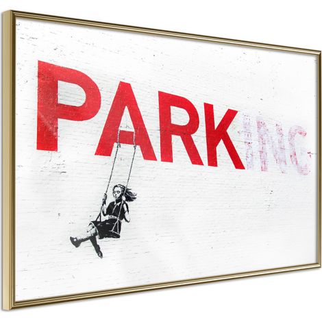 Affiche Murale Encadrée "Banksy Parking" 30 x 20 cm Or
