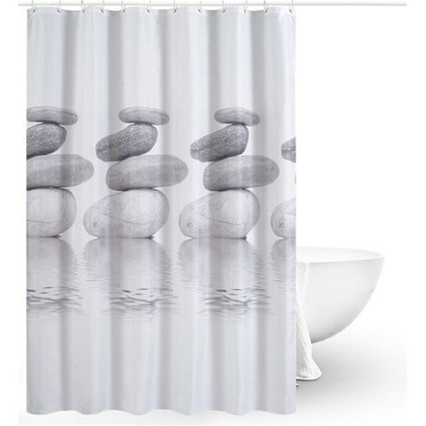 Cortinas de ducha, cortina de ducha de tela, cortina de ducha antimohos, cortina de ducha impermeable, poliéster, lavable a máquina (180CMx180CM) (1/5)