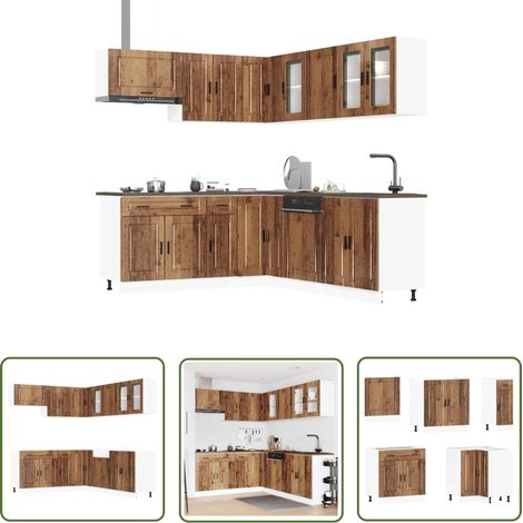 vidaXL 11-tlg. Küchenschrank-Set Porto Altholz-Optik Holzwerkstoff (1/5)