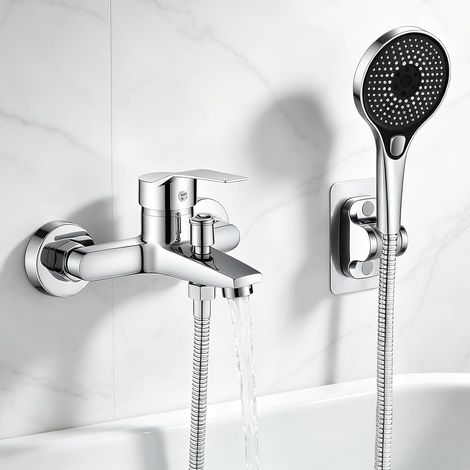 Bath Mixer Tap with Shower Head, Bath Mixer Tap with 3 Functions in Brass, Bath Faucet with Shower Head and 1.5 m Hose for Bathroom (1/5)