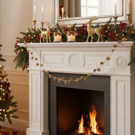 Ghirlanda di pigne con glitter dorati per decorazioni natalizie, da 164 cm (1/4)