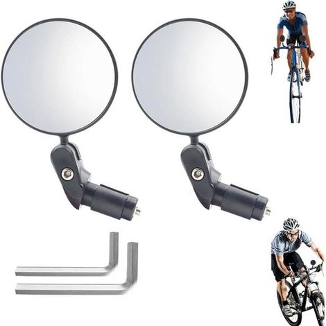Set mit 2 Fahrradlenkerspiegeln – Schwenk- und verstellbare Spiegel – Geeignet für Mountainbikes und E-Bikes – Zusammenklappbar – Befestigung am Lenker
