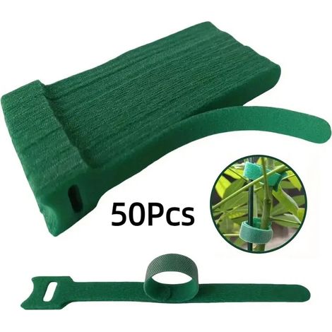 Lot de 50/100 attaches pour plantes réutilisables en nylon antidérapant avec velcro, attaches de jardin réglables pour un maintien sûr des plantes (1/5)