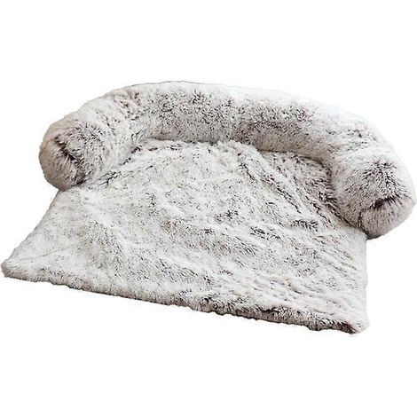 Weiches Kissen für Katzen-/Hundebett, weiß/braun, langes Plüsch-Schlafsofa, Geschenk zum Nickerchen/Schlafen für Haustiere Ow-M
