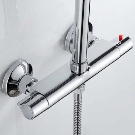 Mitigeur thermostatique de douche 2 sorties haute et basse – Laiton chromé – Surface lisse anti-calcaire – Butée de sécurité 38°C (1/5)
