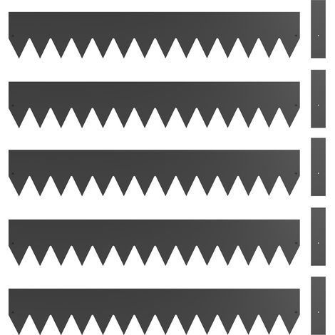 Outsunny 5pcs Garden Fence, No Dig Metal Outdoor Picket Fence Panels, Black