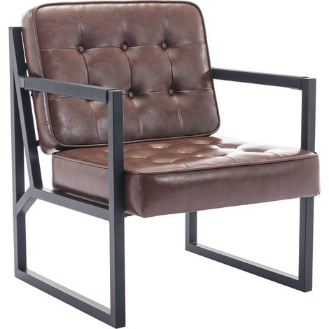 COLAMY Sessel, Bequemer Sessel mit Armlehnen und Metallbeinen für Wohnzimmer, Schlafzimmer, Wartezimmer und Büro – Braun