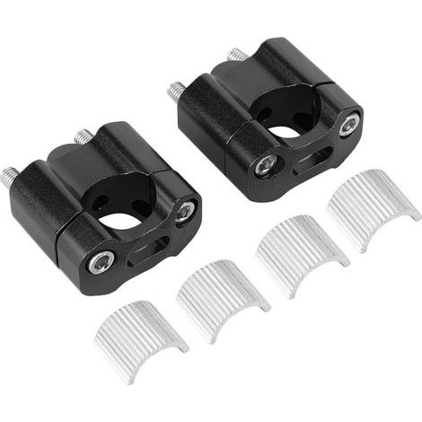 Paire de supports de guidon moto 22mm/28mm 1/8in 7/8in, adaptateur rehausseur en alliage d'aluminium CNC, noir (1/5)