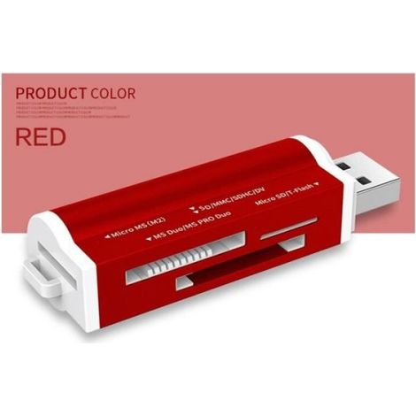 Lecteur de carte mémoire - - Multi-USB 2.0 - Haute vitesse - Compatible Micro SD - Rouge