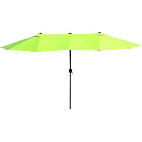 Ombrellone da Giardino Double Ouverture Manovella 460x270x240cm Acciaio Poliestere Verde Chiaro