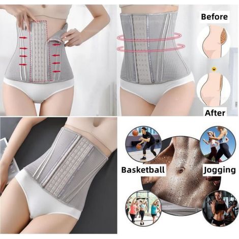 Ceinture De Sudation - Maille Respirante 96% Nylon - Pour Fitness Et Soutien Postural - Taille XL - Gris (1/4)