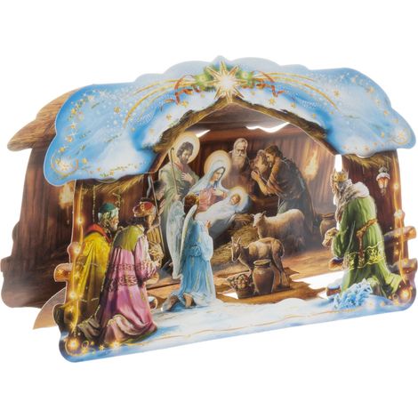 Grande presepe di carta con brillantini (1/4)