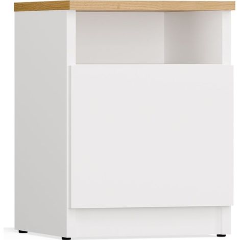 Table de chevet 30 cm, 1 porte, Blanc / Chêne Artisan, 30 x 30 x 40 cm (1/5)