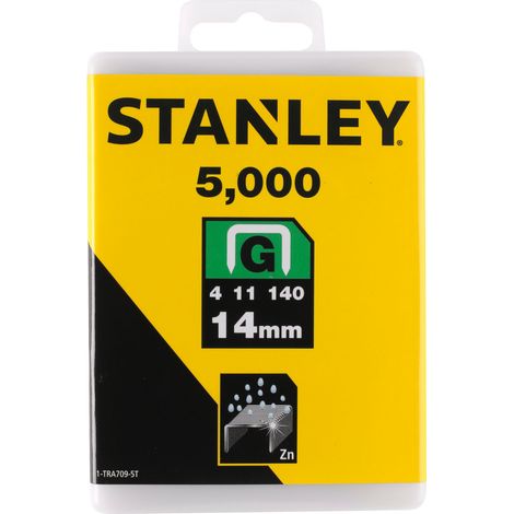 Stanley – Boîte de 5000 agrafes type G 14mm 9/16" – SKU 1TRA7095T – Pour agrafeuse portative – Agrafes pour bois dur