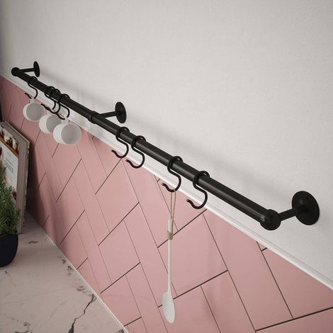 Rothley Easy-Fit Kitchen Utensil Rail Kit Black Matt 100cm