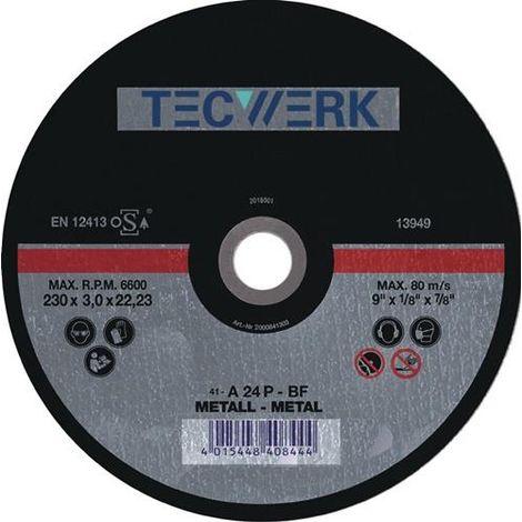 Trennscheibe D115x2,5mm gekr.STA Bohr.22,23mm TECWERK (1/2)