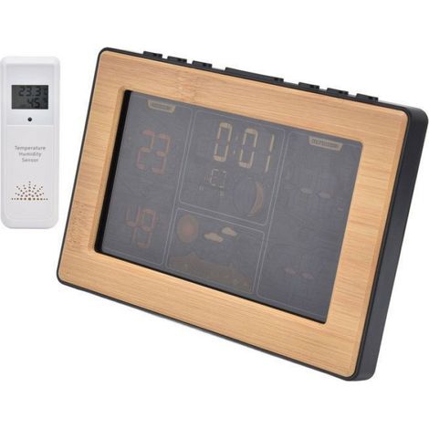 Station météo LCD avec fonction de réception RCC, thermomètre et hygromètre sans fil, prise UE 100-240 V Femeo (1/5)