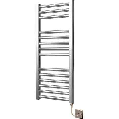 Extra High Heat Output Chrome Electric Towel Rail 400 x 800mm Flat Bathroom Radiator Heater