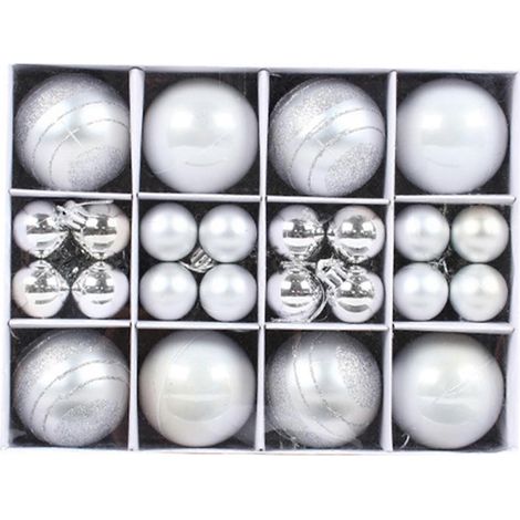 40-teiliges Set Christbaumkugeln, Christbaumschmuck, Hängende Christbaumkugeln, Ornamente, Geschenk, Silber (1/5)