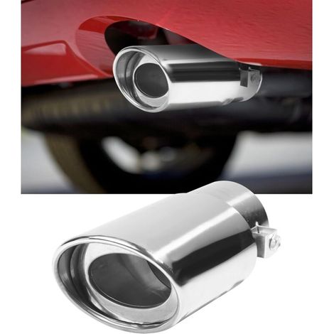 Echappement Voiture,Sortie Echappement Voiture,Tuning Voiture,Pot Echappement Voiture,pour la Plupart des Modèles avec un Diamètre de Tuyau D'échappement de 1,5" à 2" (14.5x6cm/Argent-Droit) (1/5)