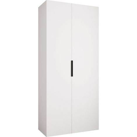 Armario Hartford 572, Blanco, 246x110x52cm, Puertas de armario: Con bisagras, Número de estantes: 8