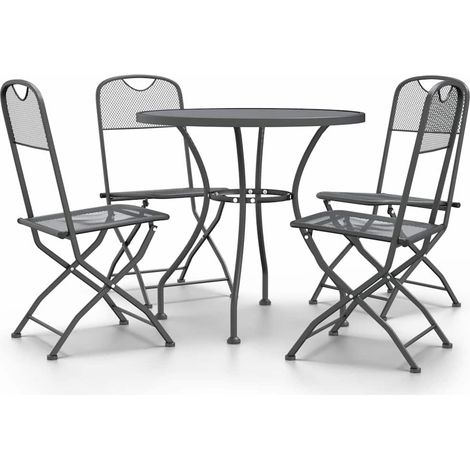 Ensemble repas de jardin 5 pcs Contemporain, Mobilier à dîner de jardin Maille Métal Anthracite OIB1022E (1/5)
