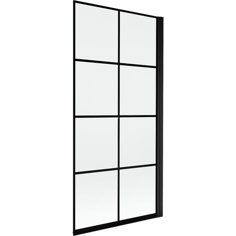 Mexen Mist mampara de ducha de 1 hoja derecha 90 x 150 cm, rejilla negra, negro - 8A9-090-001-70-77-P (1/4)