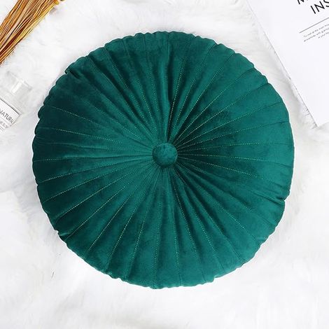 Pumpkin Round Velvet Cushion 35cm Dark Green Suitable for Living Room Sofa Bed Floor (1/5)