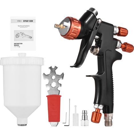 Pistolet à peinture HVLP 1.3mm – godet 600ml – alimentation gravité, mini pistolet portatif, réparation auto et meubles (1/5)