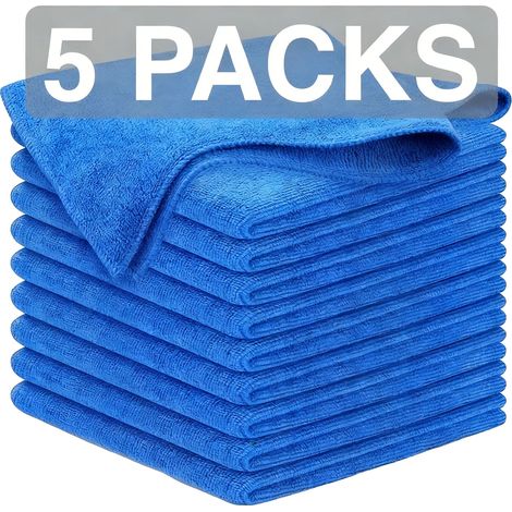 Mikrofaser-Reinigungstücher, super saugfähig, langlebig und fusselfrei, 5Stück-b, Blau (1/2)