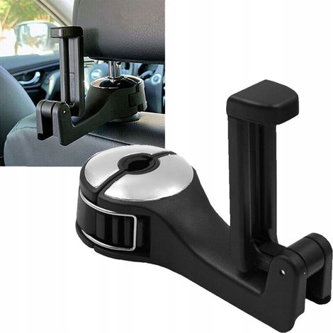 SOPORTE PARA TELÉFONO PARA REPOSACABEZAS, AJUSTABLE, NEGRO, PLATA, CROMO (1/5)