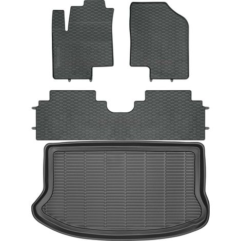 Set di tappetini in gomma per auto e tappetino per bagagliaio per Hyundai ix20 Minivan dal 2010 al 2018.