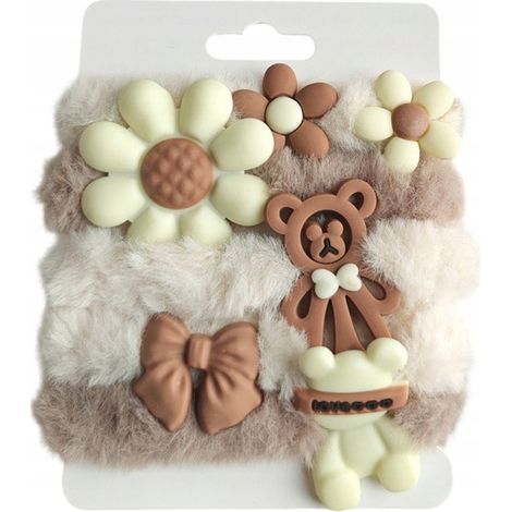 Ecarla 5-in-1 Haargummi-Set Weiß Braun GUM174 (1/3)