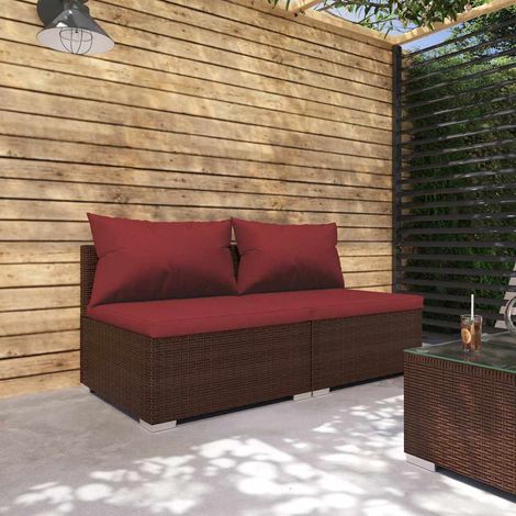 Salon de jardin 2 pcs Ensemble Table et Chaise de Jardin - avec coussins Résine tressée Marron BV971950 - BonneVie (1/5)