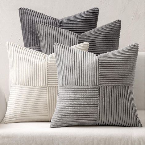 Corduroy solid color patchwork combination home decoration pillowcase, cushion cover, seat cushion cover -- gray and white patchwork combination -- 4545cm