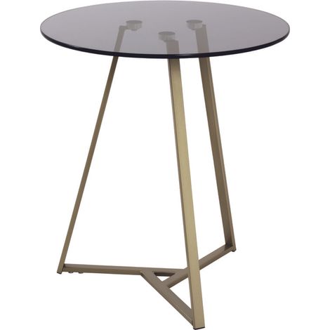 Table d'appoint coloris or-gris - H 50 x Ø 45 cm -PEGANE-